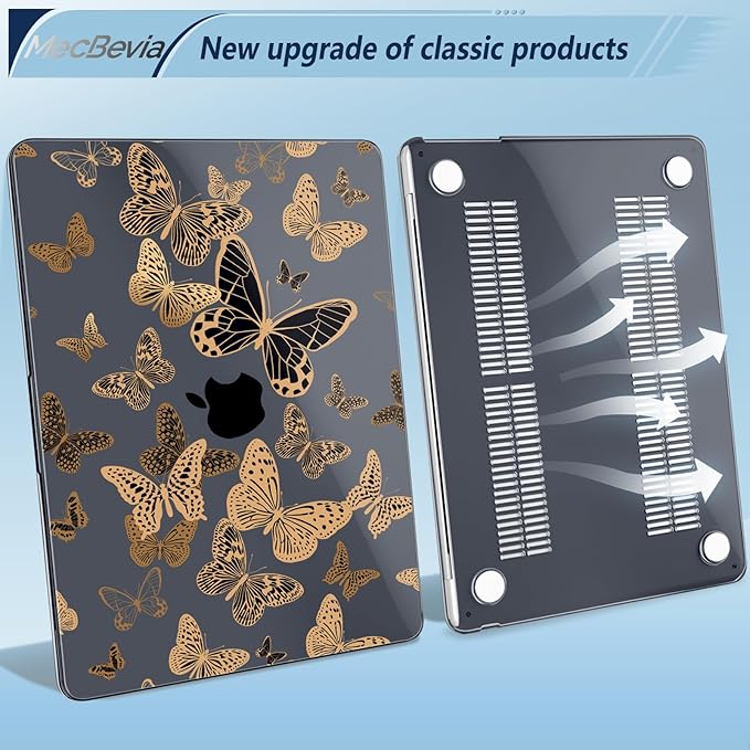 Compatible with MacBook Air 15 inch Case, M4 A3241/M3 A3114/M2 A2941 (Released 2025 to 2023), Hard Shell, Keyboard Cover, Screen Protector, Webcam Cover & Type-C Adapter, Butterfly