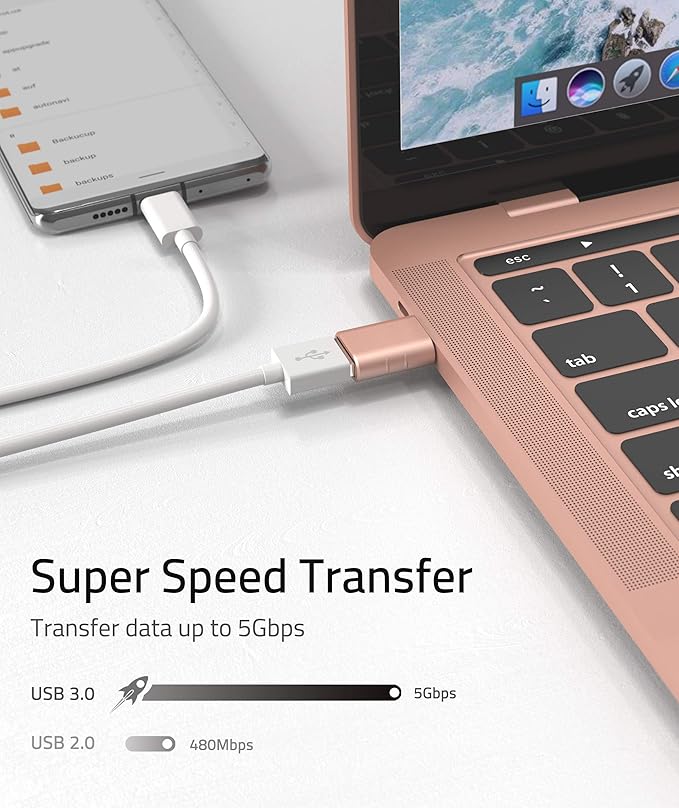 Syntech [2 Pack USB Male to USB3 Female Adapter Compatible with iPhone 16 Pro Max iMac iPad mini/Pro 2023 Pro MacBook Air 2020 and Other Type C Devices, Rose Gold