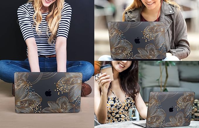 CISSOOK Gorgeous Flower Case for MacBook Air 13.6 inch M4 M3 M2 2025 2024 2022 Release, Hard Shell Case with Keyboard Cover +Screen Protector for MacBook Air 13 inch A3240 A3113 A2681