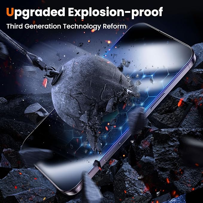 UniqueMe for iPhone 14 Pro Screen Protector - [Military Grade Shatterproof & 9H+ Hardness] Screen Protector 14 Pro Tempered Glass Full Coverage Protection, Easy Installation, 2 Packs
