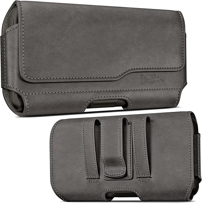 DeBin Holster for Samsung Galaxy Ultra Models s25 s24 s23 s22 s21, Note 20, A13, A32, A02s A03s, A12 A11 A71 A13 Cell Phone Belt Holder Clip Case Pouch Cover (Fits Protective Case on) Pewter