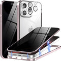 Privacy Magnetic Case for iPhone 16 with Metal Titanium Frame Privacy Screen Protector & Camera Lens Protector, Magnetic Adsorption Double Sided Tempered Glass Case Anti Peep Anti Spy Phone Cover