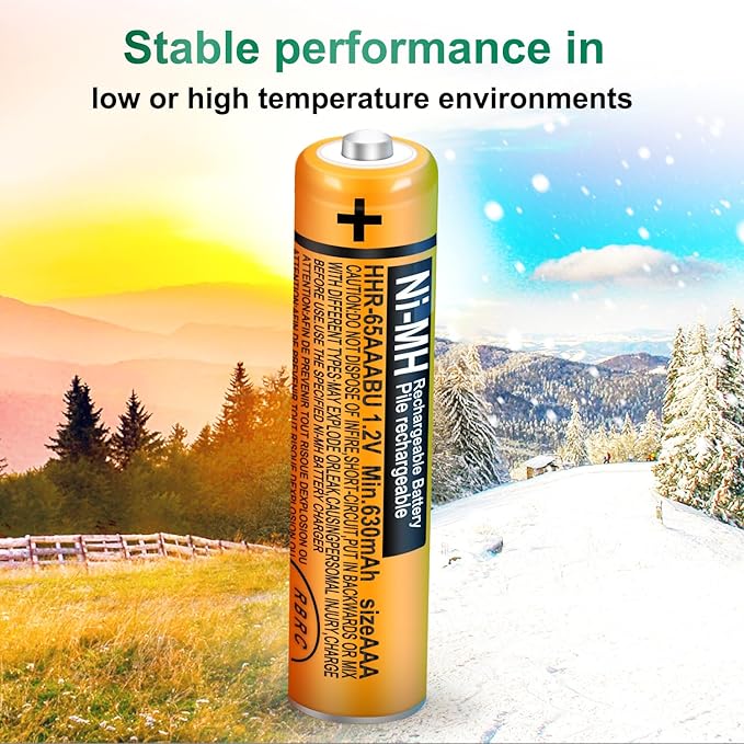 6 Pack HHR-65AAABU NI-MH Rechargeable Batteries 1.2V 630mAh AAA Battery for Panasonic Cordless Telephone Batteries
