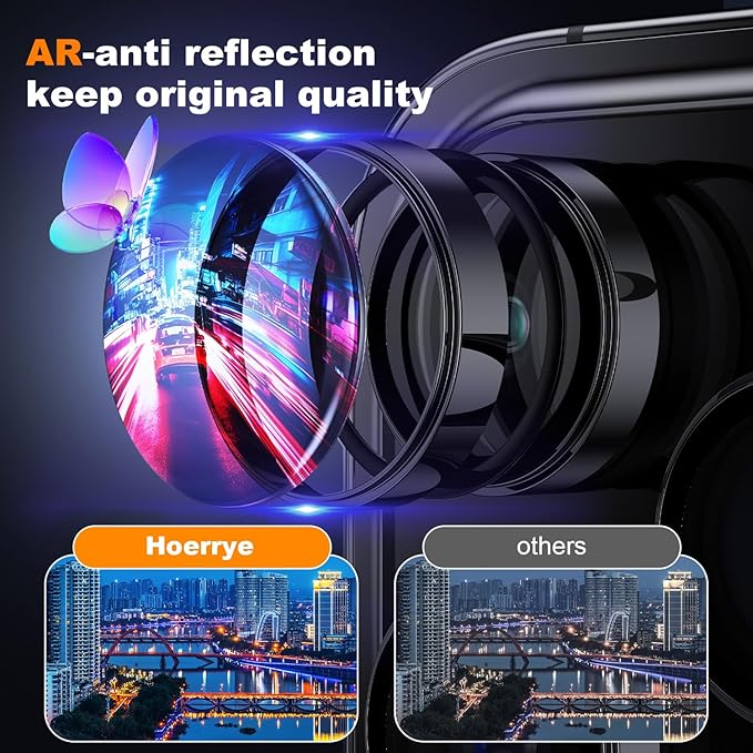Hoerrye for iPhone 15 Pro Max/iPhone 15 Pro Camera Lens Protector [3+1] [Keep Lens Original Design] 9H Tempered Glass Camera Cover Screen Protector,Black Titanium