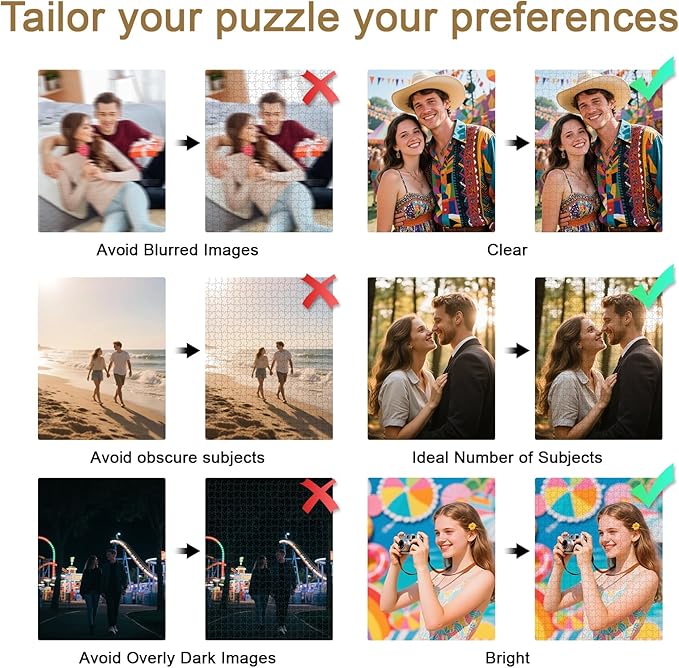 Personalized Photo Puzzle with Glossy Finish – Custom Jigsaw Puzzle 120/200/300/500/1000/1500 Pieces for Family, Couples, Pets, Birthdays, and Weddings (120-Horizontal)