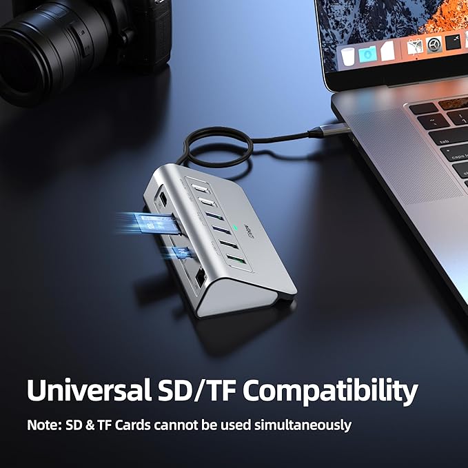 USB C Hub, 10-in-1 USB Docking Station, Aluminum USB to Ethernet Adapter with 4K HDMI, PD 100W, 1Gbps Ethernet, USB-C and 2 USB A 3.0 5Gbps, 2 USB 2.0, SD/TF Slot for MacBook Air/Pro, iPad