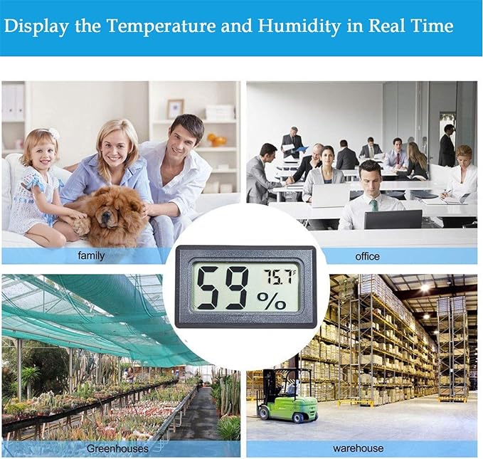 4-Pack Mini Digital Temperature Humidity Meters Gauge Indoor Thermometer Hygrometer LCD Display Fahrenheit (℉) for Reptile Tank,Jars,Guitar Case,Greenhouse, Garden, Cellar, Fridge, Closet