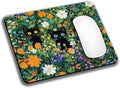 Cute Flowers Black Cats Mouse Pads for Desk, Portable Wireless Computer Mouse pad Small Design with Women, Non-Slip Rubber Base Laptop Mousepad 9.5" x 7.9" Smooth Surface for Office & Travel