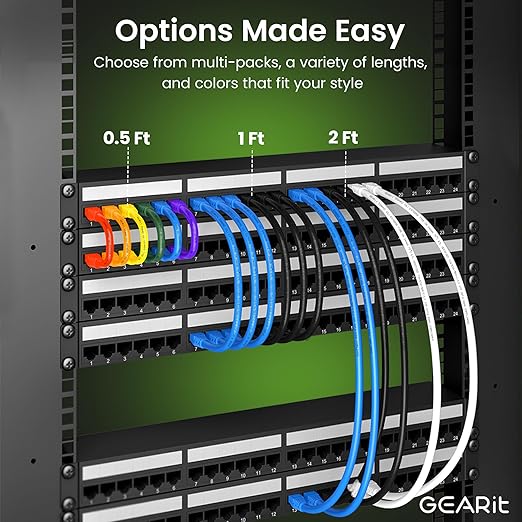 GEARit Cat 6 Ethernet Cable (24-Pack 2 Feet) Cat6 Network Patch, 10Gbps, RJ45, Snagless Cord, Gold-Plated Connectors, Internet for PC, TV, Tablet, Router, Printer, Servers, IT Data Center - Orange