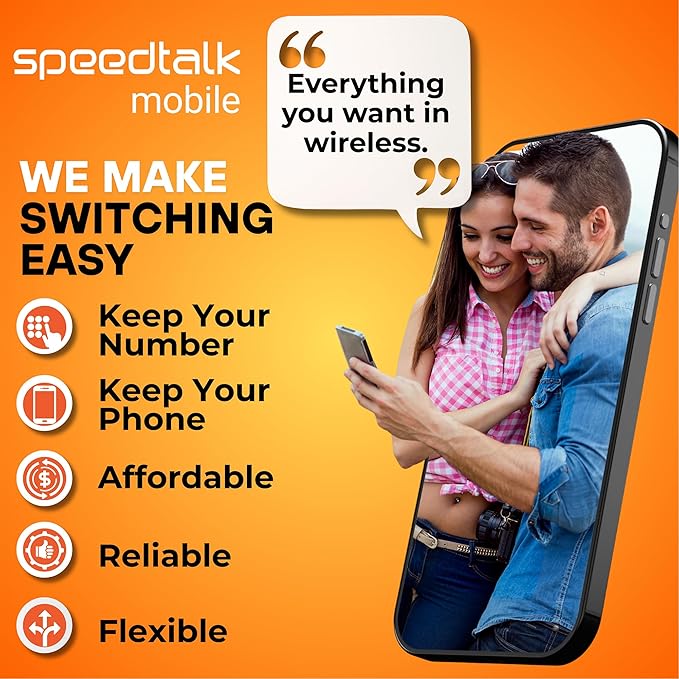 SpeedTalk Mobile SIM Card Kit for Smart Phones & Cellphones | $7.50 Monthly Plan - 250 Texts (SMS) + 250 Minutes (Talk) + 250 MB 5G 4G LTE Data | 3-in-1 Standard Micro Nano size | 30 Days USA Coverage