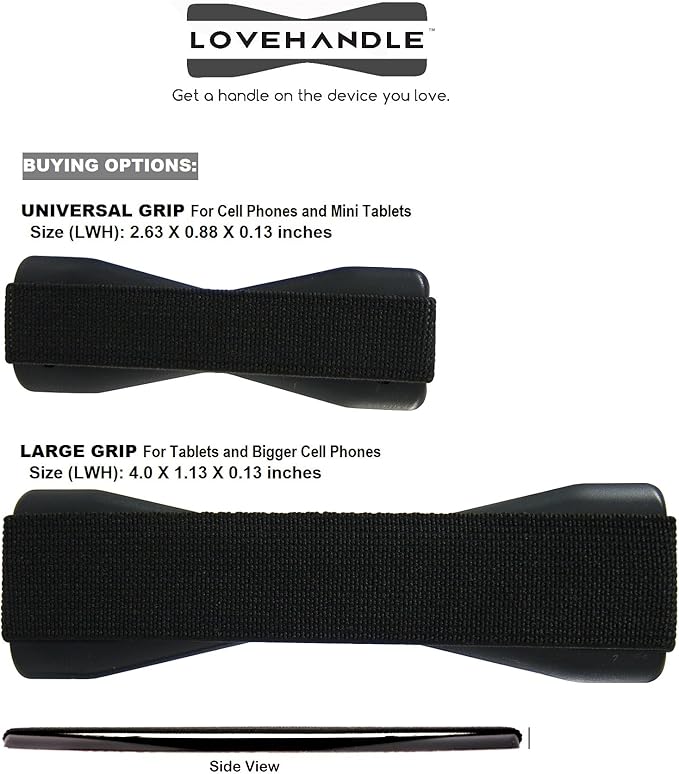 LOVEHANDLE Phone Grip - Universal Phone Strap and Phone Grips for Back of Phone - Convenient Cell Phone Holder for Hand That Fits Most Smartphones and Mini Tablets - Made in The USA