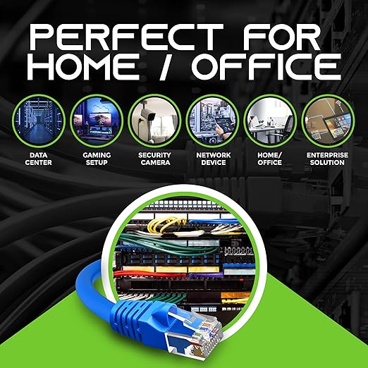 GearIT 24-Pack, Cat5e Ethernet Patch Cable 0.5 Feet - Snagless RJ45 Computer LAN Network Cord, Blue - Compatible with 24 48 Port Switch POE Rackmount 24port Gigabit