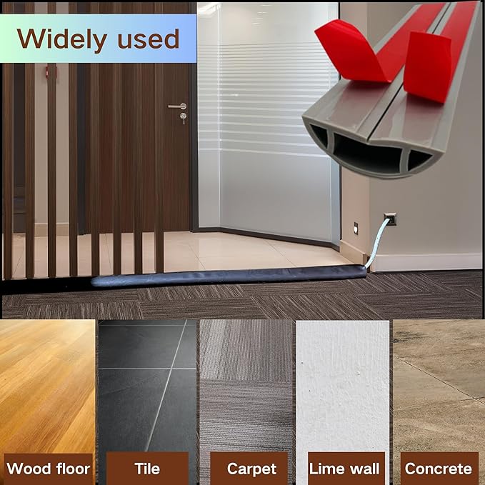 3.3ft Self Adhesive Floor Cord Cover,Heavy Duty Soft PVC Cable Protector and Extension Cord Hider,Cord Management System to Hide Wires on Floor,Cable Cavity:0.61" (W) x 0.32" (H) White