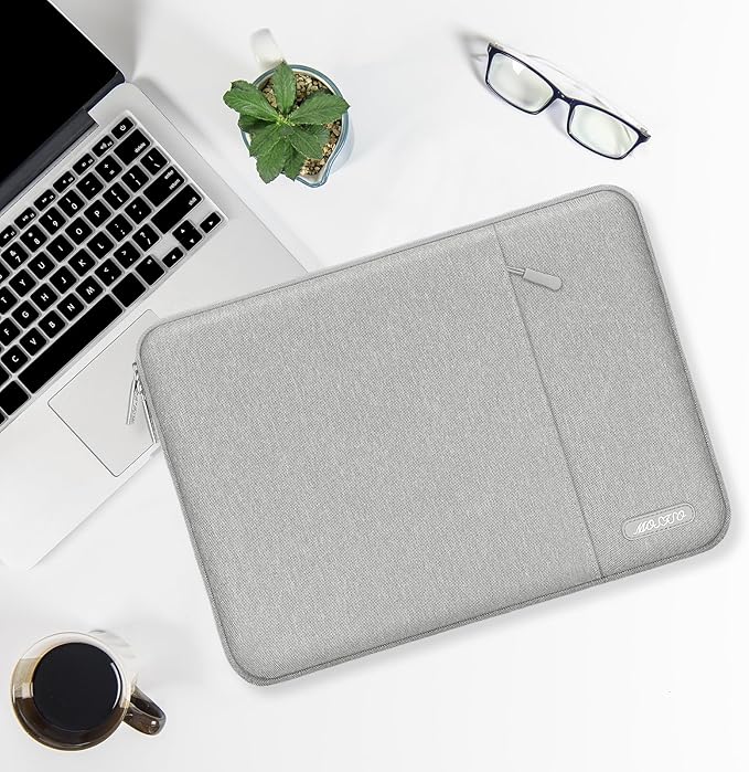 MOSISO Laptop Case 14 inch, 14 inch Laptop Sleeve Compatible with HP Lenovo Dell ASUS Acer, HP Stream, Dell Latitude, Lenovo IdeaPad, Polyester Vertical Computer Sleeve Bag with Pocket, Gray