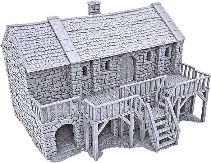 Black Rock Barracks by Printable Scenery, 3D Printed Tabletop RPG Scenery and Wargame Terrain 28mm Miniatures