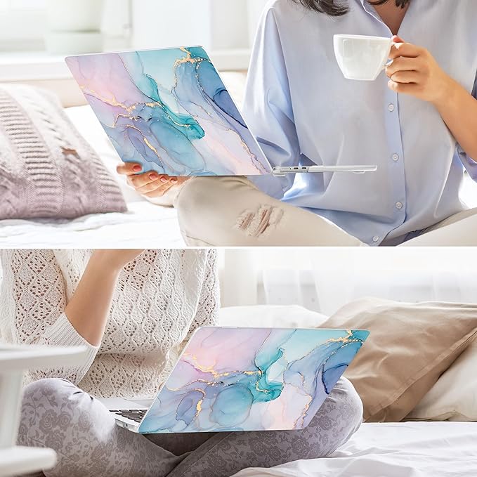 May Chen for MacBook Air 13.6 inch Case A3240 M4 A3113 M3 A2681 M2 with Retina Dispaly, 2025 2024 2023 2022 Release, Plastic Hard Shell Case with Screen Protector & Keyboard Cover, Gentle Marble