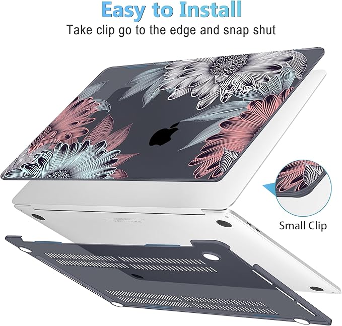 Mektron for MacBook Pro 16 inch A2141 Case 2020 2019 Release with Retina Display & Touch Bar & Touch ID, Blooming Chrysanthemums Plastic Hard Shell Cover Keyboard Skin Screen Protector Dust Plug