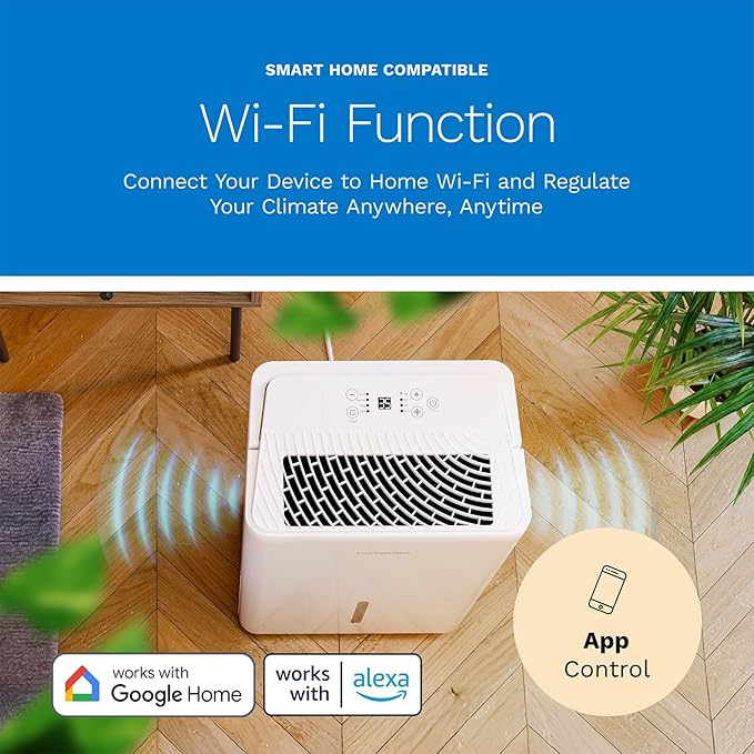 hOmeLabs 32 Pint Wi-Fi Dehumidifier for up to 4,500 Sq Ft Rooms (MAX 80 Pint at 95°F, 90% RH) – High-Efficiency Moisture Removal with Auto Shut-Off and Quiet, Portable Operation