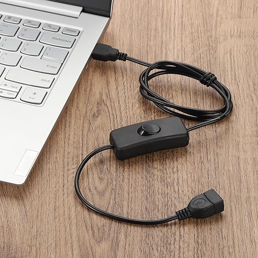 MECCANIXITY USB Extension Cable with ON/Off Toggle Switch 1m USB Male to Female Extension Cord for Desk Lamp Fan LED Light Strip Black Pack of 1