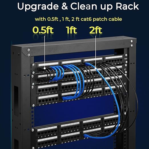 Rapink Patch Cables Cat6 0.5ft (48 Pack), Ethernet Patch Cable 10G, Cat 6 Patch Cable for Patch Panel to Switch, Flexiable Cat 6 Ethernet Cable with Gold Plated White