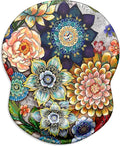 ITNRSIIET Ergonomic Mouse Pad with Gel Wrist Support Small Wrist Rest Smooth Surface Non-Slip PU Base Comfortable Office Supplies Pain Relief, 8.7 x 7.2 inches, Succulent Flower