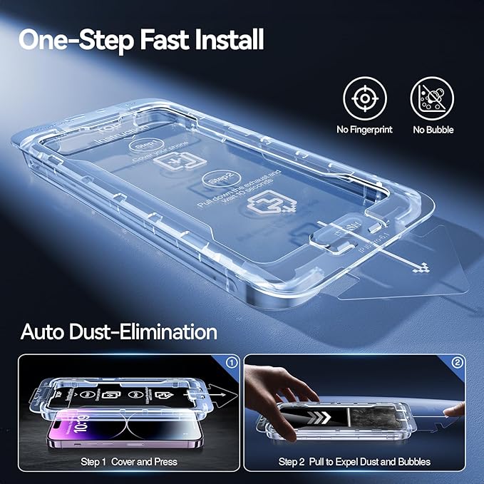 SMARTDEVIL 2+2Pack Privacy Screen Protector for iPhone 14 Pro with Camera Lens Protector,Shatterproof Tempered Glass [True 28°Anti Spy] [9H Hardness] [Automatic Dust-Elimination Install][Bubble Free]