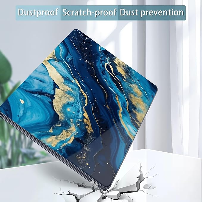May Chen for MacBook Air 13.6 Inch Case 2025/2024/2023/2022 Release (Model A2681 A3113 A3240, M2 M3 M4 Chip) – Hard Shell Laptop Cover with Keyboard Cover & Screen Protector，Blue Marble Texture