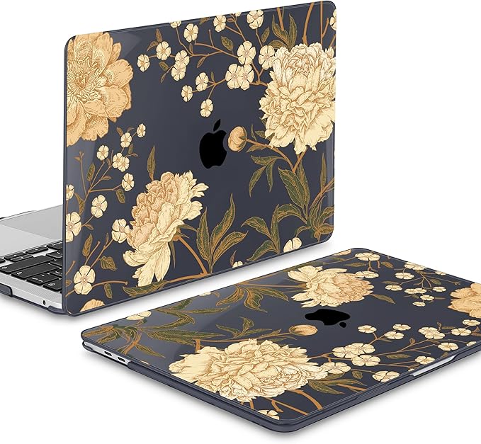 Mektron for MacBook Pro 13-inch Case 2022 2021 2020 Release A2338 M2 M1 A2289 A2251, Printed Plastic Hard Shell Cover for New MacBook Pro 13.3-inch Touch Bar Fits Touch ID，Peony Flowers C186