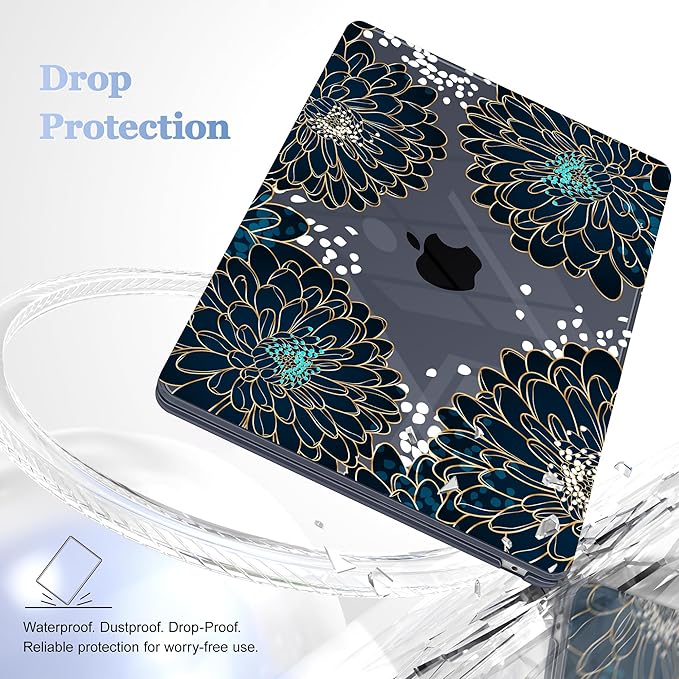 Case for MacBook Air 15 Inch 2025 2024 2023 Release M4 A3241 M3 A3114 M2 A2941, Hard Shell with Screen Protector & Keyboard Cover, Compatible with Touch ID, Luxury Floral