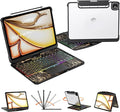 iPad Keyboard Case for 2024 M4 iPad Pro 11 inch, Magic Wireless Keyboard with Trackpad 7 Color Backlit, 360° Rotating Stand Transparent Protective Cover with Pencil Holder (Black)