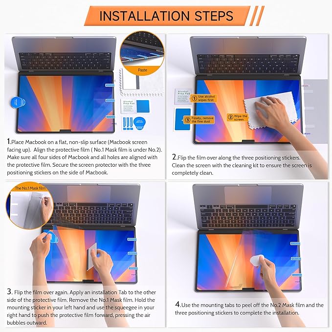 Privacy Screen for MacBook Pro 13 Inch (2016-2022, M1, M2) & Air 13 inch (2018-2021, M1), Matte Anti Glare Blue Light Filter, Nano No Glue Anti Spy Black Protector for Mac Pro 13In Laptop Computer