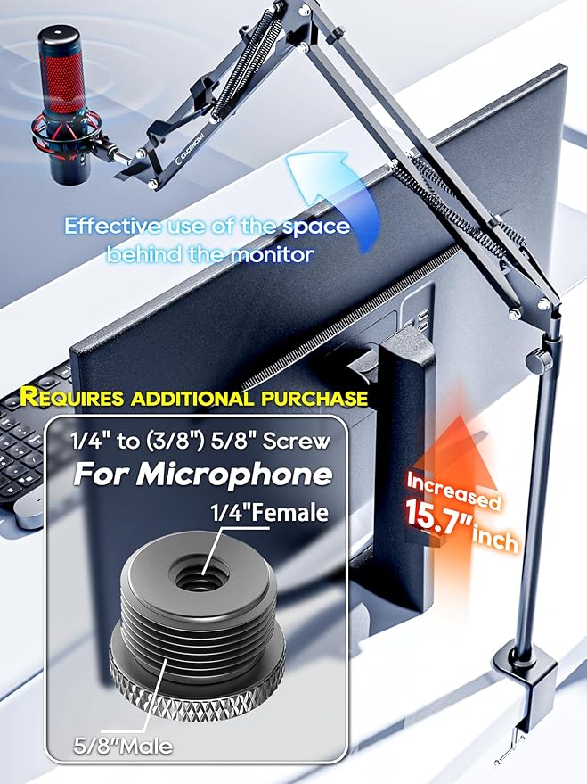 Overhead Camera Mount, 5lb Horizontal Load-Bearing, 360° Adjustable Stand for Desk, Flexible with Phone Clamp, Tabletop Mount for DSLR Camera/Webcam/Microphone