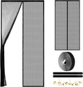 Magnetic Screen Door - Self Sealing, Heavy Duty, Hands Free Mesh Partition Keeps Bugs Out Let Breeze in- Pet and Kid Friendly - Keep Open Feature (Black, Fit Door Size 39 x 82 Inch)