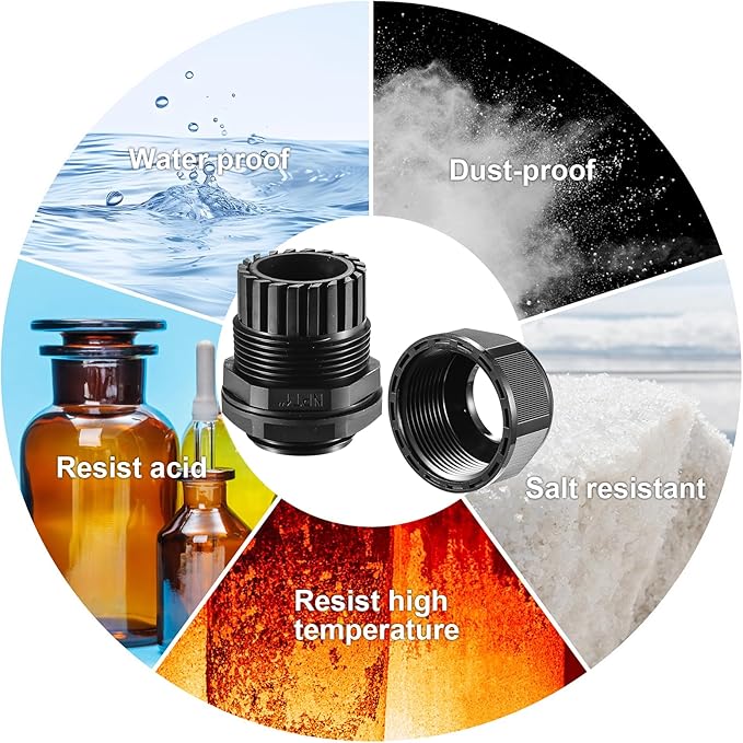 25 PCS 1"(17-25mm) NPT Nylon Cable Gland Joints with Gaskets, IP68 Adjustable Lock Nut Strain Relief Cord Grip Waterproof Cable Glands - UL Listed and RoHS Compliant
