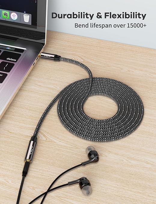 VIOY Headphone Extension Cable 50 FT,[Copper Shell, Hi-Fi Sound] 3.5 mm Male to Female Stereo Audio Cable Nylon Braided Aux Cord for Smartphones, Tablets, Media Player