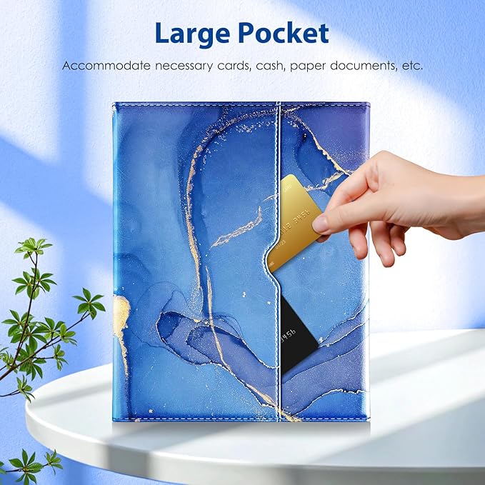 DTTO for iPad 11th (A16)/ 10th Generation Case with Keyboard (2025/2022), 7 Colors Backlit Wireless Detachable Keyboard Leather Folio Cover with Pencil Holder & Pocket, Sea Marble