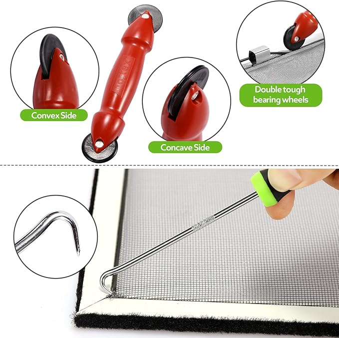 FLYZZZ Windows Screen Door Repair Kit Fiberglass Mesh 48''x197'' Black Window Screen Repair Kit Replacement Mesh Tool for Patio Screen Sliding Door Screen (Black, 48X197'')