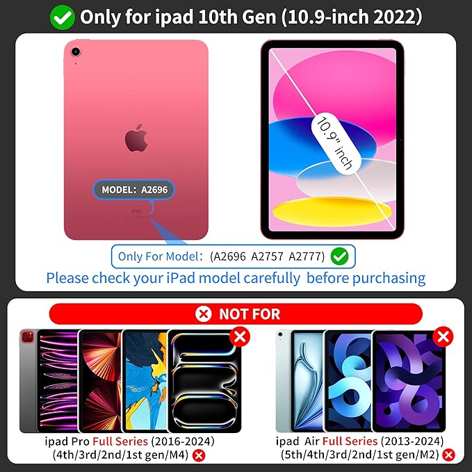 Keyboard Case for iPad 10th Generation (10.9" 2022) and iPad 11th (A16, 2025), Magnetic Detachable Wireless keyboard for ipad 10th generation with 7 Color Backlight, Multi-Touch Trackpad(White)