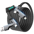 Travel Essentials 240W USB C Cable,4 in 1 Charging Cable Fast Charging Cords with E-Mark Chip,Multi USB Cable for iPhone 16 15 iPad MacBook Pro Air Samsung S25 Switch