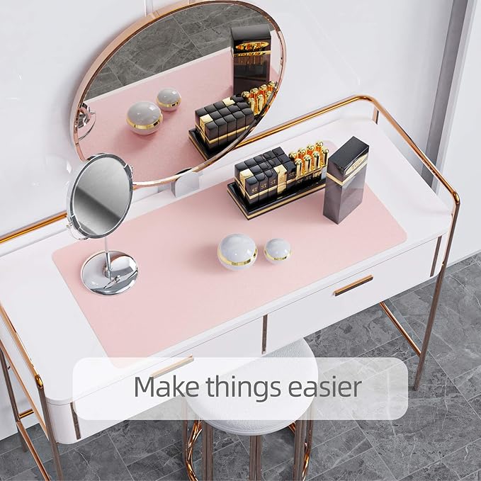 YSAGi Desk Pad, Desk Mat, 23.6" x 13.7" Ultra Thin Waterproof PU Leather Desk Blotter, Laptop Leather Desk Pad Protector for Keyboard and Mouse, Dual-Sided Desk Writing Pad for Office and Home (Pink)