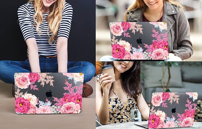 CISSOOK Floral Case Cover for MacBook Air 13 Inch 2020 2021 2019 2018 Release A2337 M1 A1932 A2179, Plastic Hard Shell Case with Keyboard Cover for MacBook Air 13" with Touch ID, Gorgeous Flowers