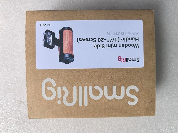 SMALLRIG Wooden Mini Handle Side Handgrip with 1/4"-20 Screws for Mirrorless Digital Camera DSLR Camera Small Camera Cage with Cold Shoe Mount Built-in Wrench, Up and Down Adjustable - 2913