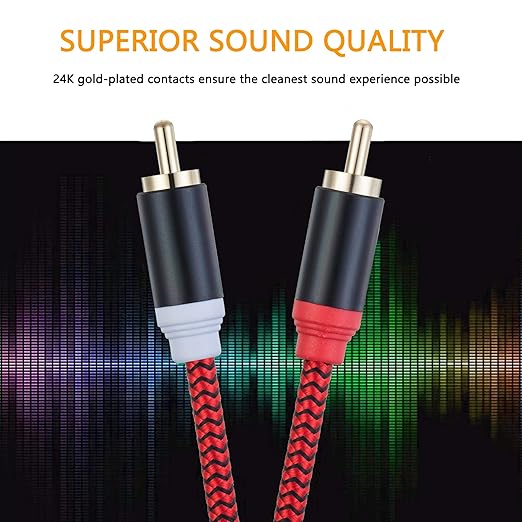 RCA Cable 40Ft,2Rca Male to 2-RCA Male Audio Stereo Subwoofer Cable [Hi-Fi Sound] Nylon-Braided Auxiliary Audio Cord for Home Theater, HDTV, Amplifiers, Hi-Fi Systems,Speakers and etc(40Ft/12M)