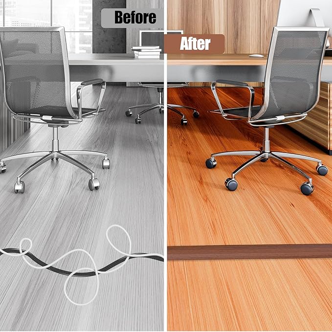 Floor Cord Cover Self Adhesive Cord Hider,3.3FT Cable Management, Extension Strip Protector for Wires, Prevent Cable Trips for Offices, Gyms, Exhibitions Cavity:0.39"(W) x0.27(H) Wood Red Teak