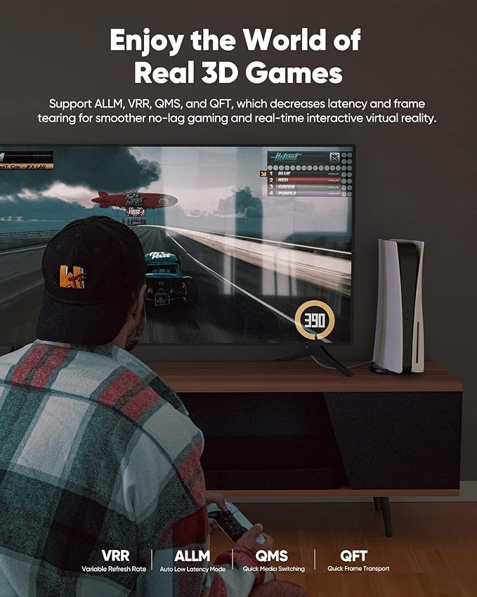 Highwings 8K Long HDMI Cable 20FT/6M 48Gbps, 2.1 High Speed HDMI 8K60Hz 4K120Hz 144Hz eARC HDR HDCP 2.2 2.3 Compatible for Gaming, PS5 and Monitor