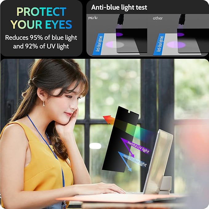 Magnetic Laptop Privacy Screen 13.3 Inch for 16:9 Computer Monitor, 13" Removable Anti Glare Protector Blue Light Filter Shield Compatible with Lenovo Hp Dell Acer Asus Thinkpad Envy Xps