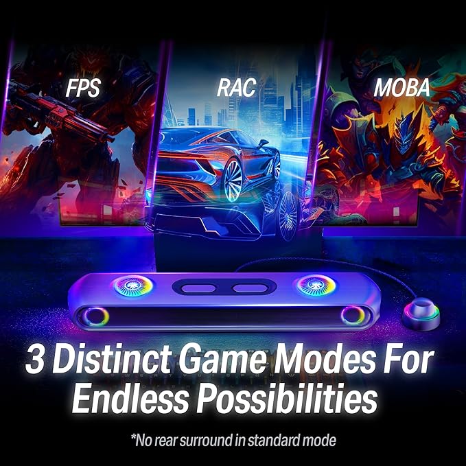 OXS Thunder Pro+ Gaming Soundbar with Wireless Satellite Neck Speaker, 7.1.2 Dolby Atmos Surround Sound System, Built-in Woofer, App Customization, RGB Effects, 3 Pro Gamer Modes, Sleek Toggle Design