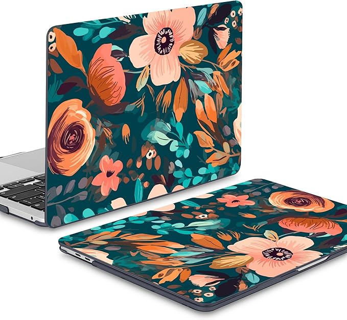 Mektron for MacBook Air 13 Case A1466/A1369 (2010-2017 Release), Snap-on Plastic Hard Shell Cover for MacBook Air 13.3 inch with Keyboard Cover, Abstract Florals