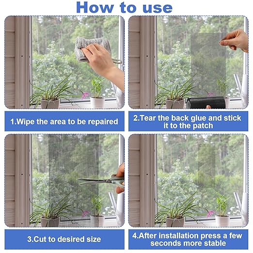Extra Wide 5 inch x 20 ft Window Screen Tape Mesh Repair Strong Adhesive Waterproof Fiberglass Screen Repair Kit Patch for Window Door Tears Holes(Black)