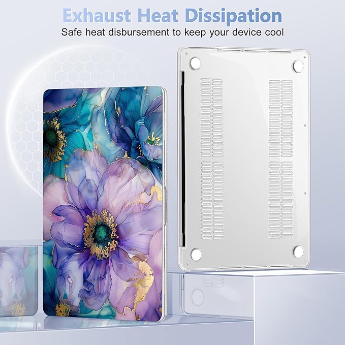 for MacBook Pro 16 inch Case 2019 2020 Release Model A2141, Plastic Hard Shell Cover with Keyboard cover & Screen Protector for MacBook Pro 16 inch with Touch Bar & Touch ID, Fluid Art Flowers
